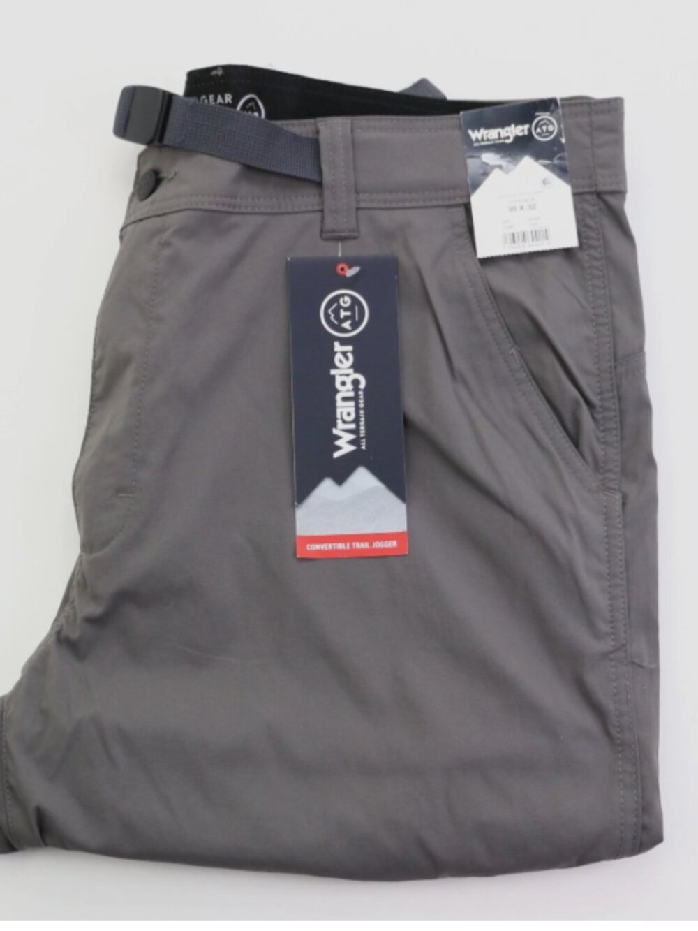 Wrangler Men's ATG W38 L32 Convertible Trail Tapered Jogger Pants Grey New